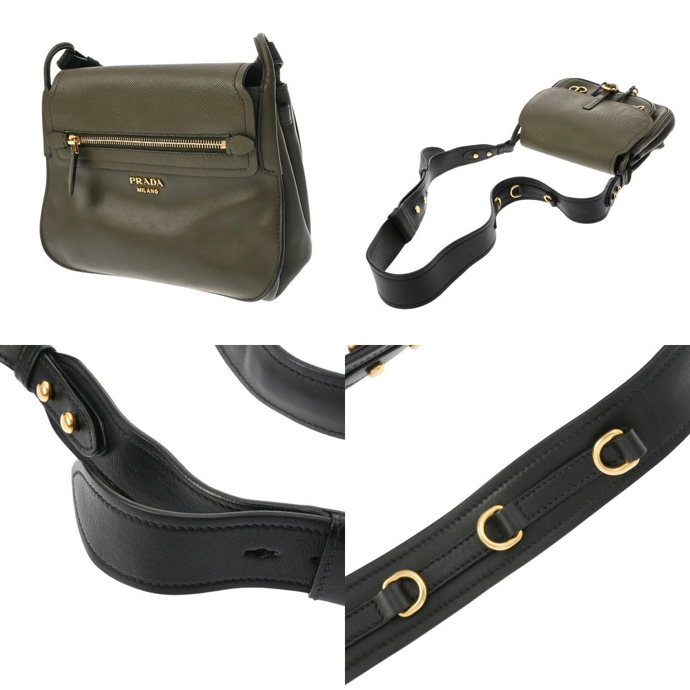 Prada Brown Shoulder Leather Green Corsaire Black Khaki Bag Green Black